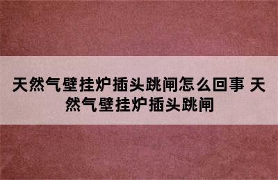 天然气壁挂炉插头跳闸怎么回事 天然气壁挂炉插头跳闸